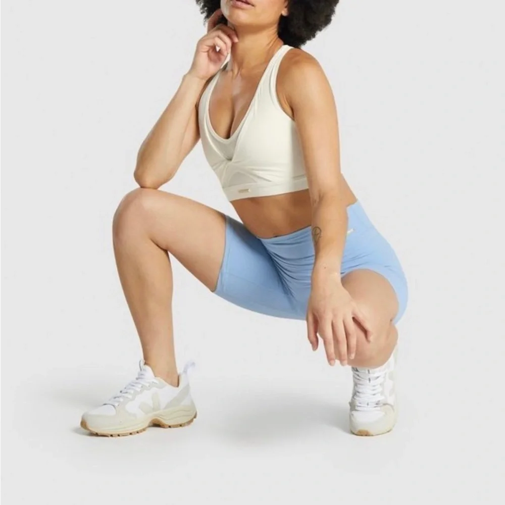 GymShark x Whitney Simmons Cycling Shorts Womens Small Sky Blue Metal Tab